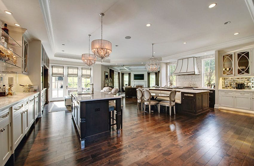 classy open concept kitchen with breakfast bar