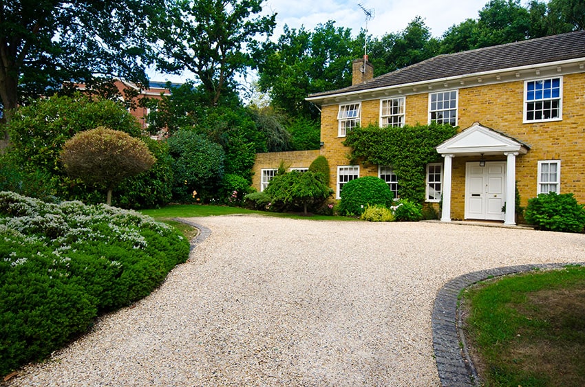 gravel driveway at english countryside house