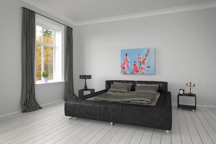 Dark modern bedroom theme bright painting