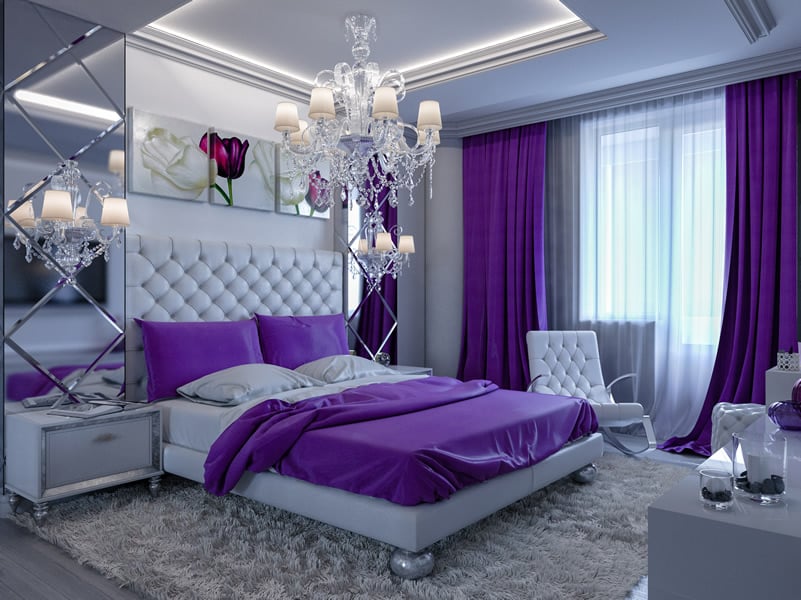 Elegant purple designed bedroom chandelier