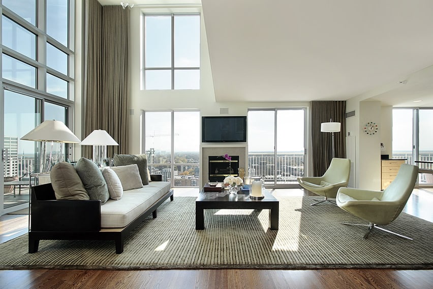 Luxury condo living room with city view