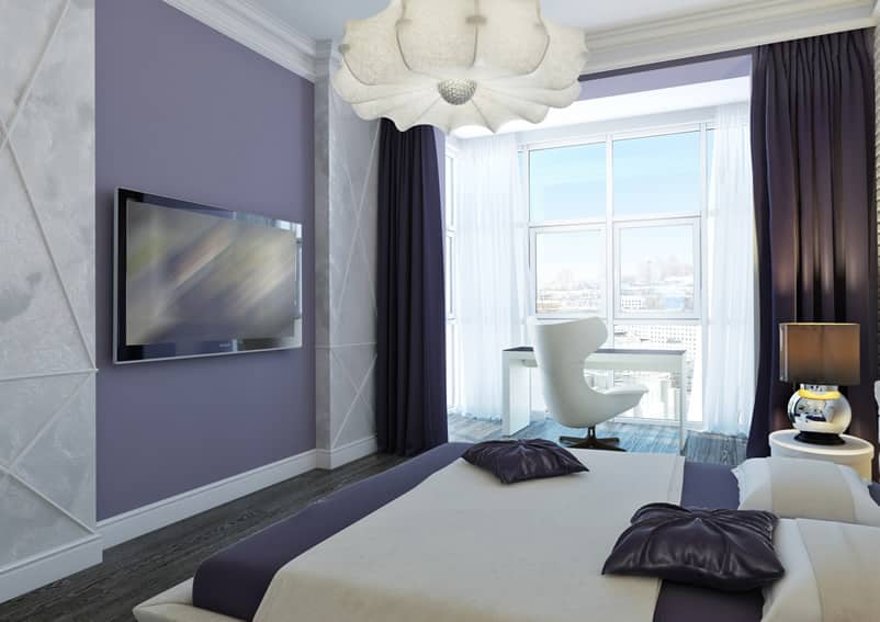 Modern apartment with purple white theme