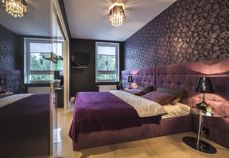 Modern dark purple bedroom design