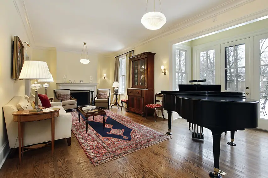 Upscale area with black grand piano