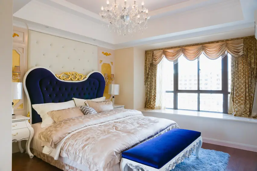 Attractive bedroom with elegant decorations