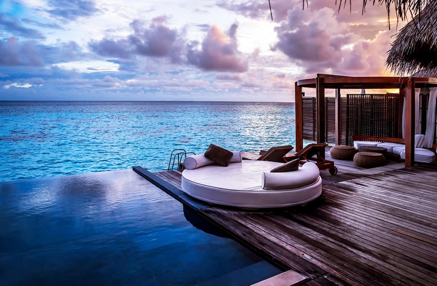 Beautiful infinity pool with ocean view deck