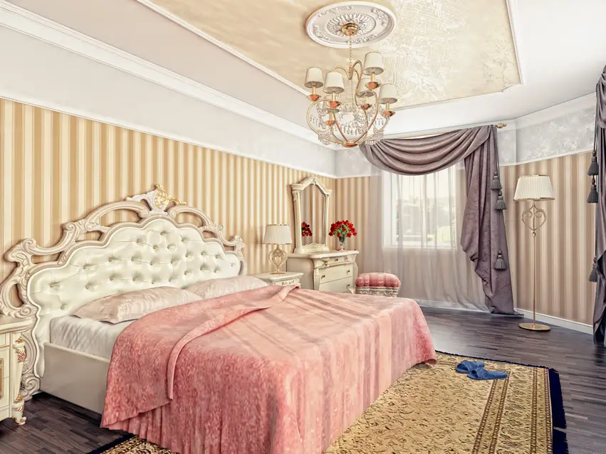 Beautiful luxury bedroom with traditional furniture