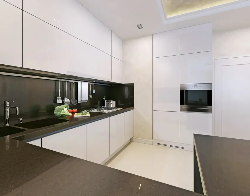 Black and white small kitchen design