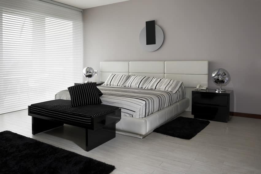 Black white style modern bedroom silver deco