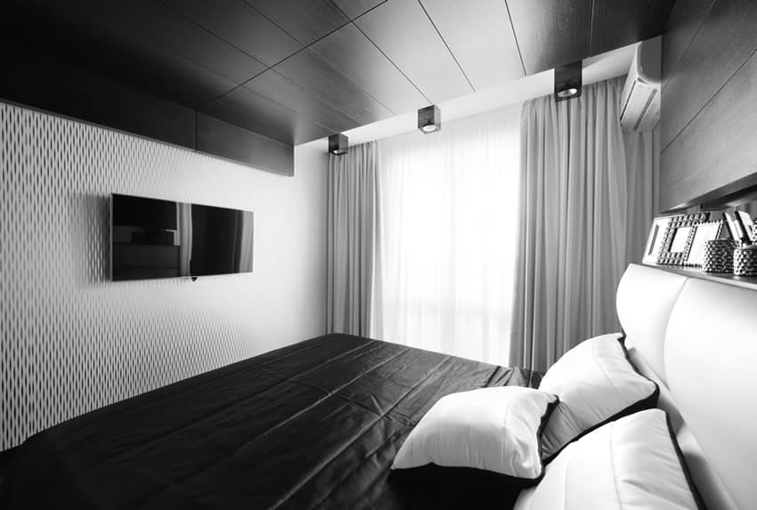 Black white theme modern bedroom minimal