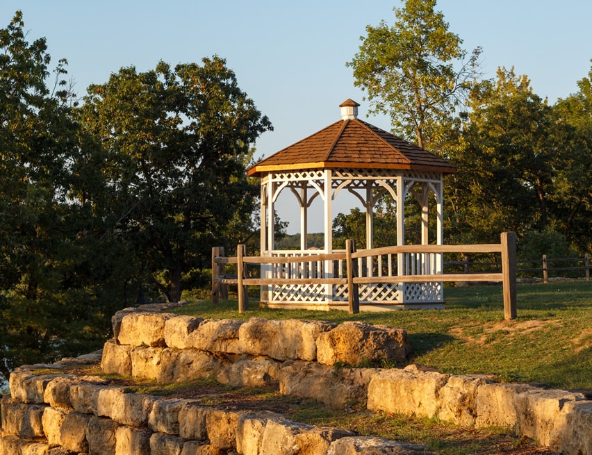 Gazebo on hill ledge