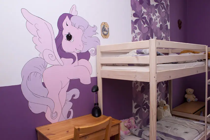 Bunkbed girl's room with My Little Pony wall mural art