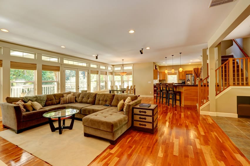 Large couch in contemporary living room