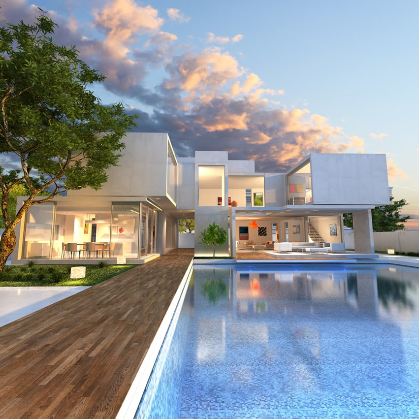Modern design house with swimming pool