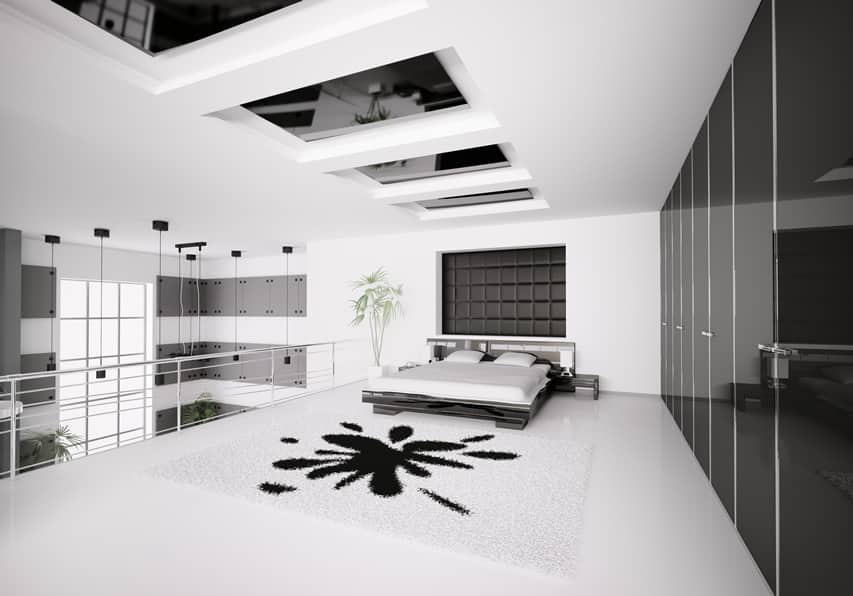 Modern loft bedroom black white design style