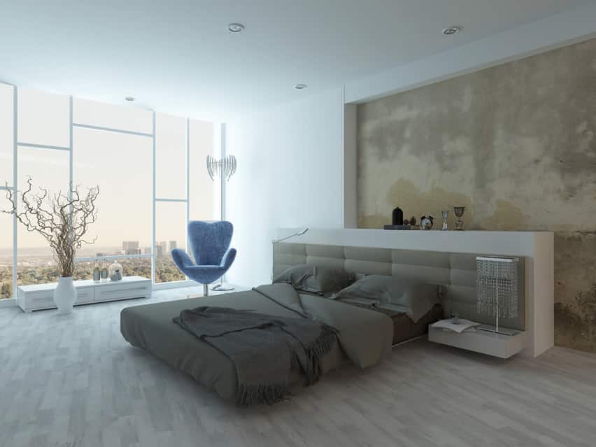 Modern luxury bedroom city view