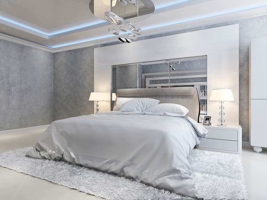 Modern master bedroom with grey theme