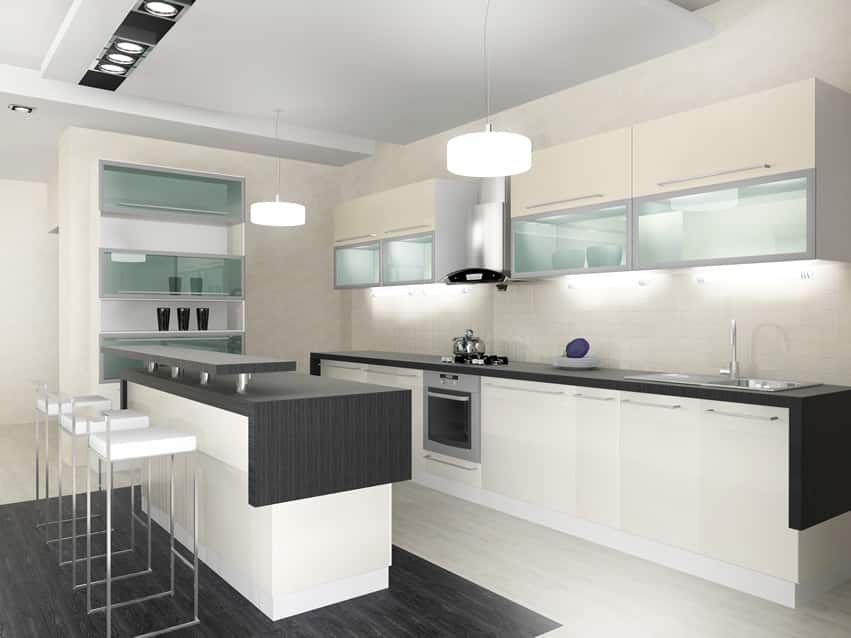 Modern small kitchen black white
