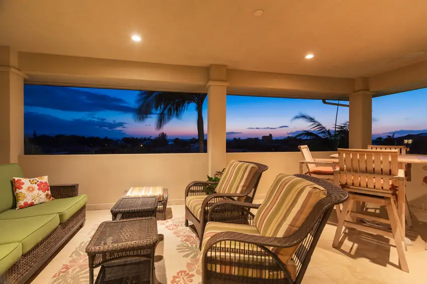 Beautiful patio with expansive views and furniture pieces