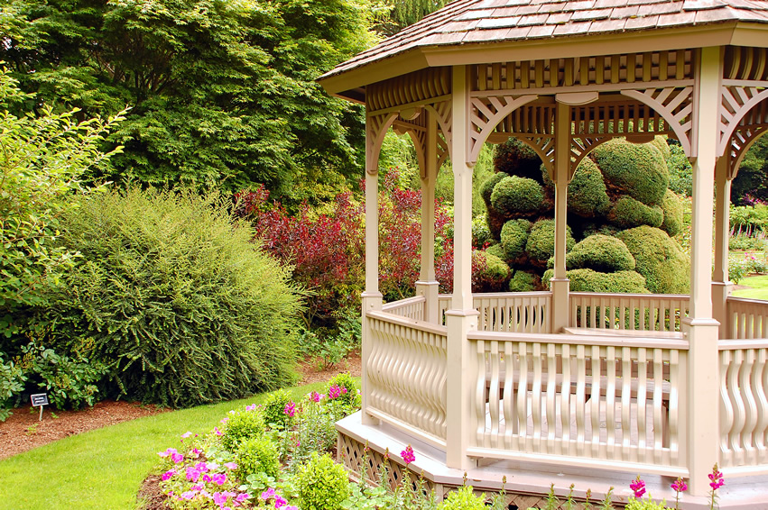 Traditional gazebo with latticework