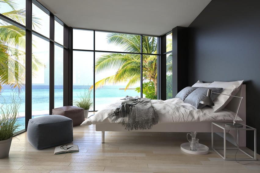 Tropical paradise modern bedroom ocean view