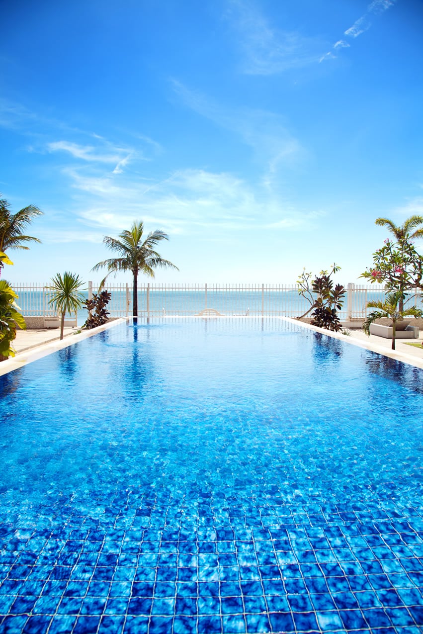 Tropical infinity pool overlooking the ocean