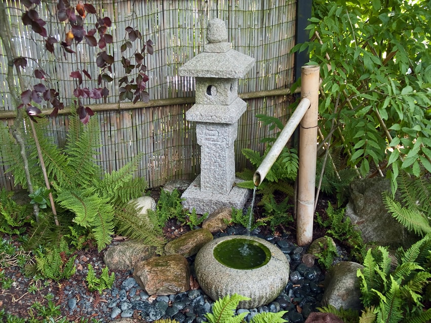 45Cm X 70Cm Bamboo Fountain Decor Feng Shui Water Fountain Outdoor Japanese Garden Feature Spout and Pump for Pond Fish Tank Courtyard 