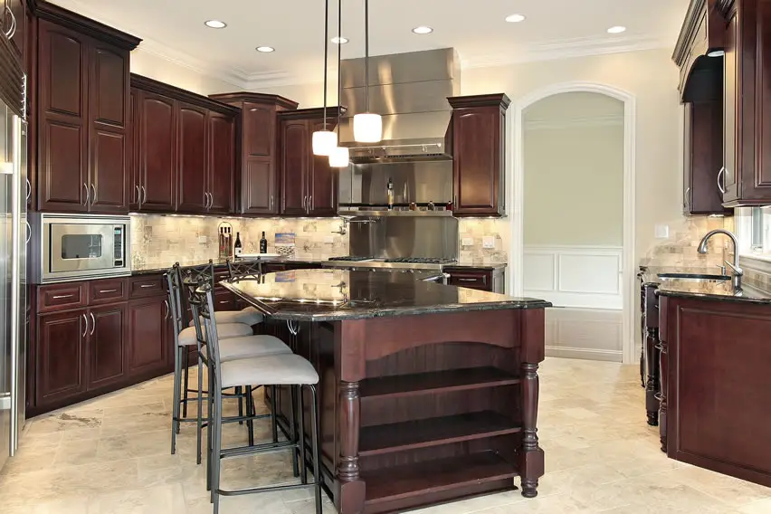 Cherry wood kitchen with large island