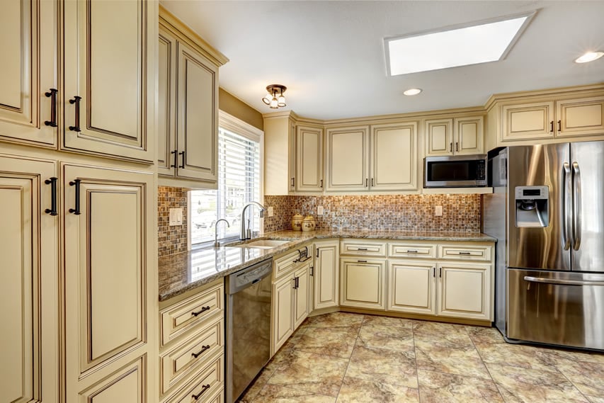 Kitchen design with cream cabinetry