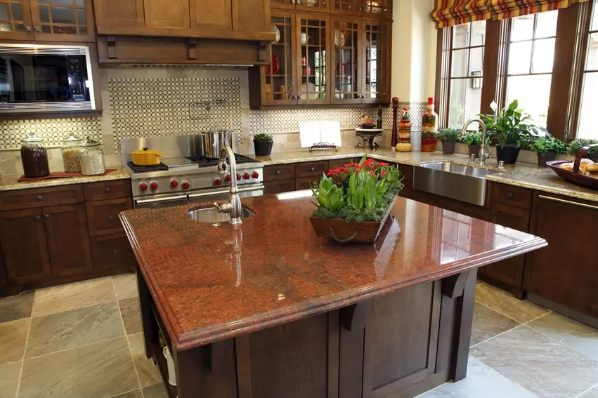 Kitchen with african red granite