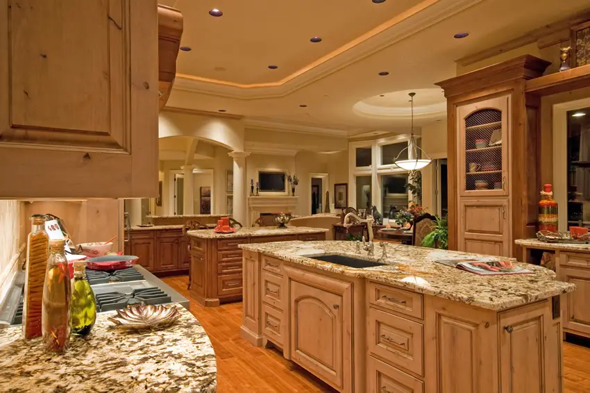 Luxury wood kitchen with granite counters