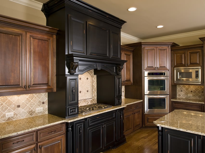 Mixed wood cabinet upscale kitchen