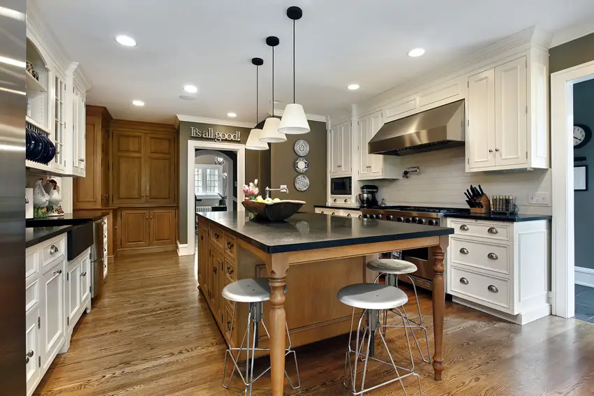 Multiple color wood cabinet kitchen
