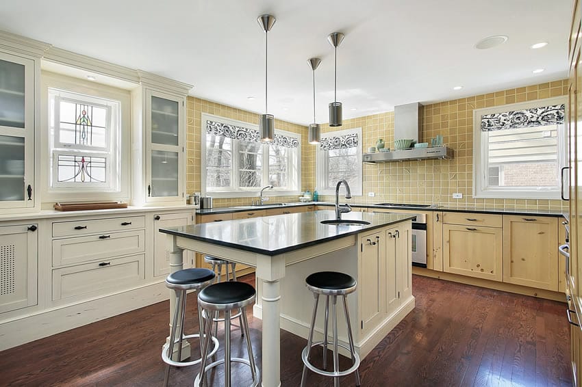 Yellow white theme kitchen design