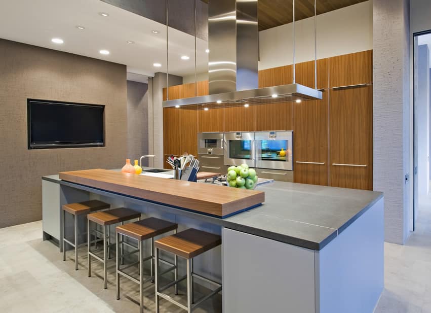 modern design kitchen island with bar stools