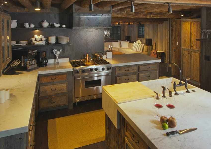 Rustic kitchen style with chefs island