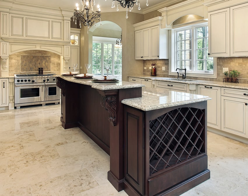 Upscale kitchen island with two levels