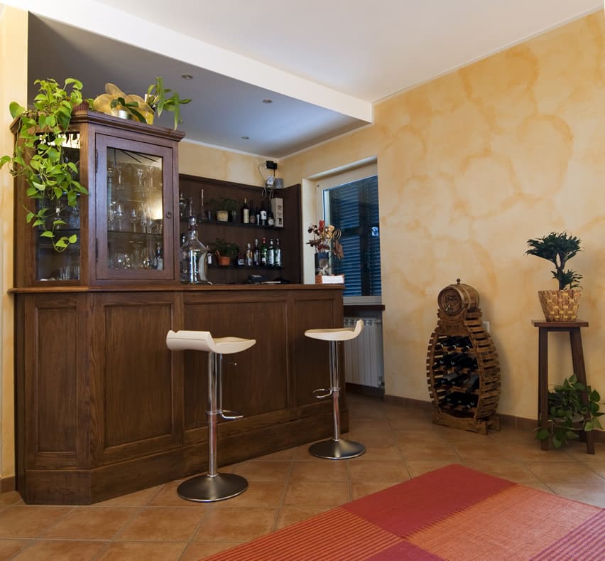 Wood bar with cabinet at home