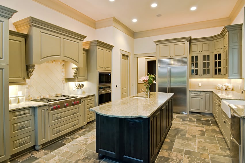 Custom crafted kitchen with rectangular island