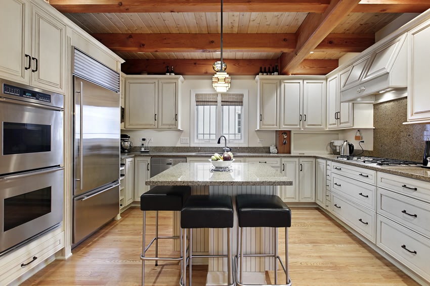 white u shaped kitchen design