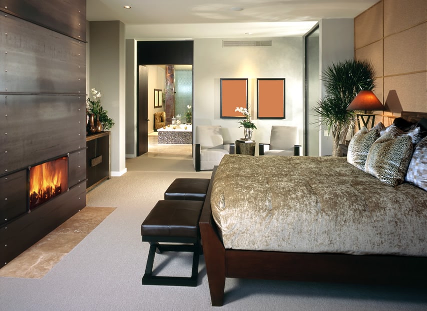Dream bedroom with fireplace and large master bath