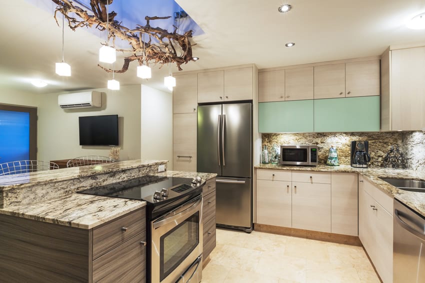 Kitchen with builtin oven in the island