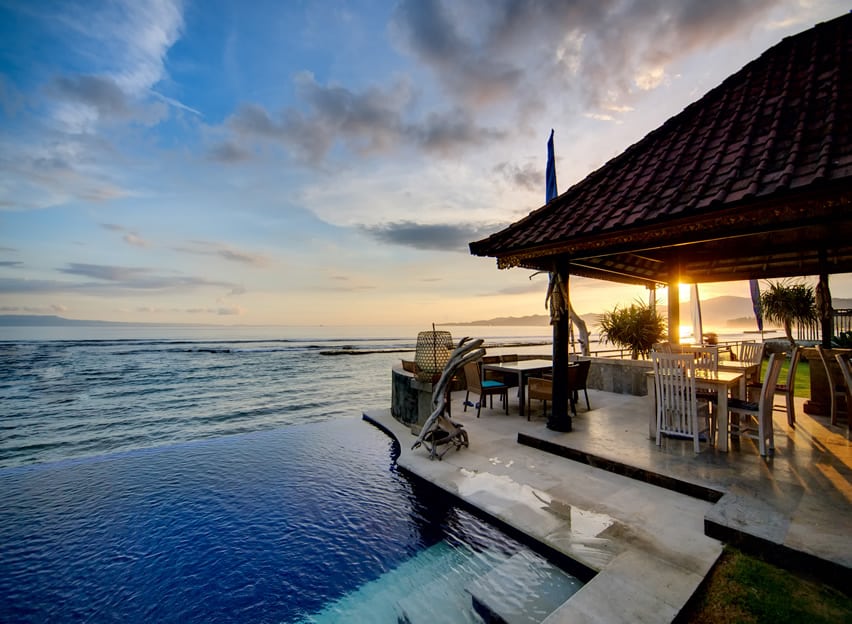Luxury oceanfront infinity pool with cabana