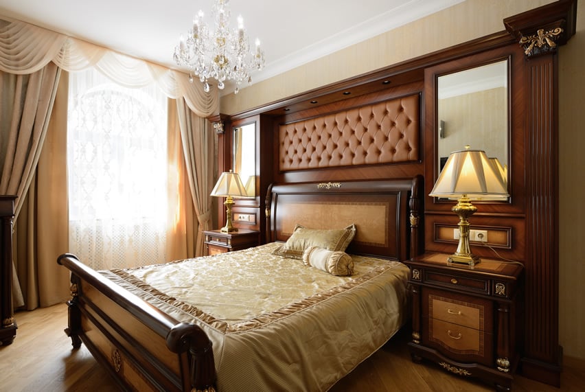 Refined bedroom with upholstered headboard