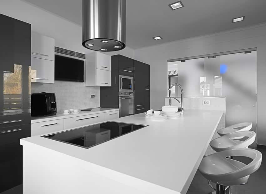 Stylish modern kitchen with black and white design