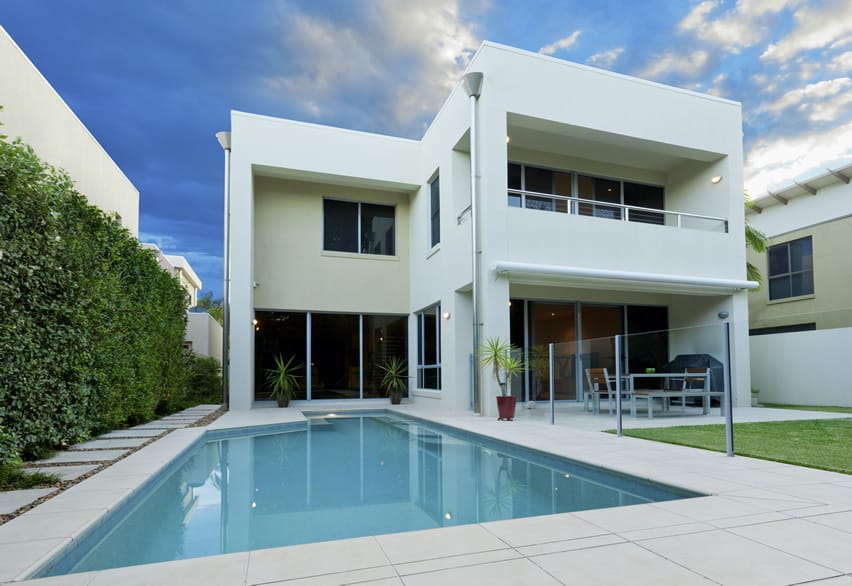 Swimming pool at modern two story home