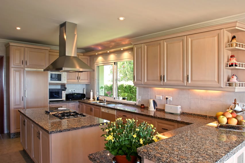 Kitchen with oven in island