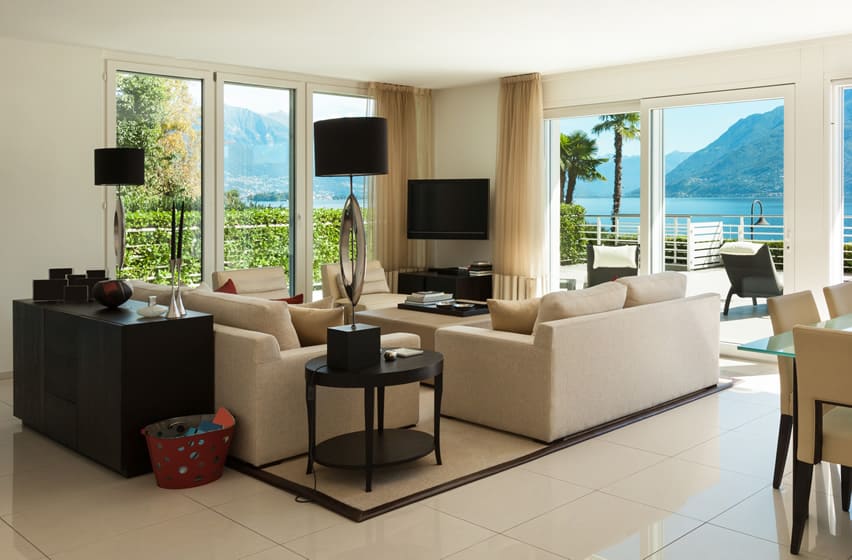 Attractive living room at tropical luxury home