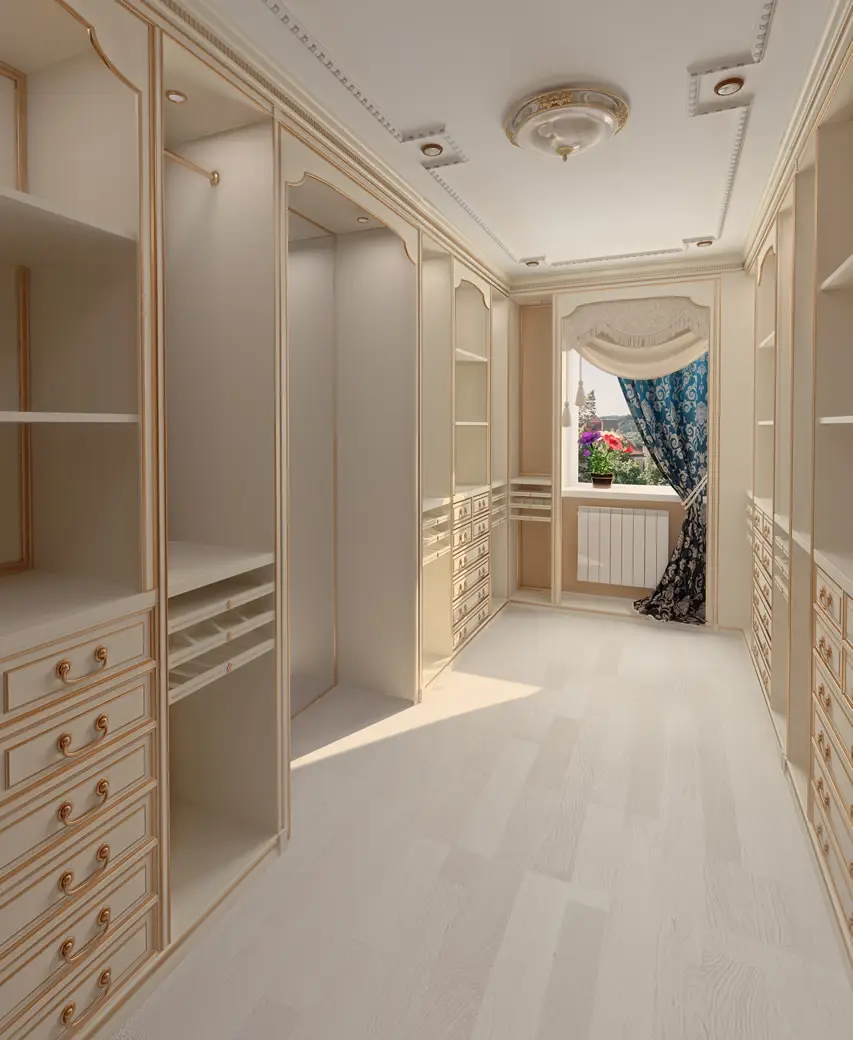 Cream color closet and chest of drawers