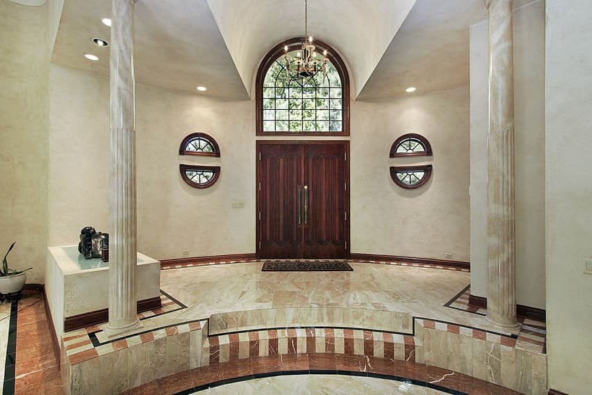 Circular foyer entry with large window